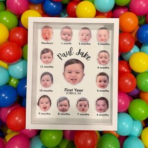 3D Baby Milestones Shadow Box: Personalized First Year Keepsake
